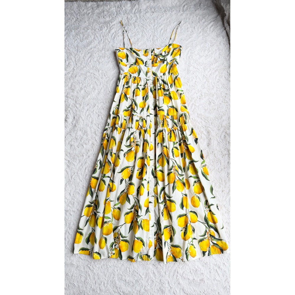 J.Crew Lemon Print Limoncello Dress Regenerative Cotton Button Midi CA663 0 - Picture 4 of 12